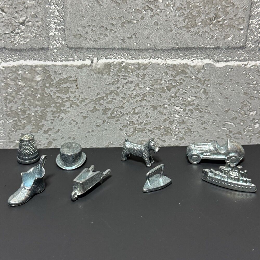 2008 Monopoly Replacement Metal Tokens Complete Set of 8 Original Hasbro Pieces